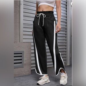 Black and White Women's Barrel Track Pants